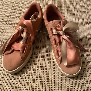 Puma Suede Women's Sneakers, Size 9.5,  Pink, Cream